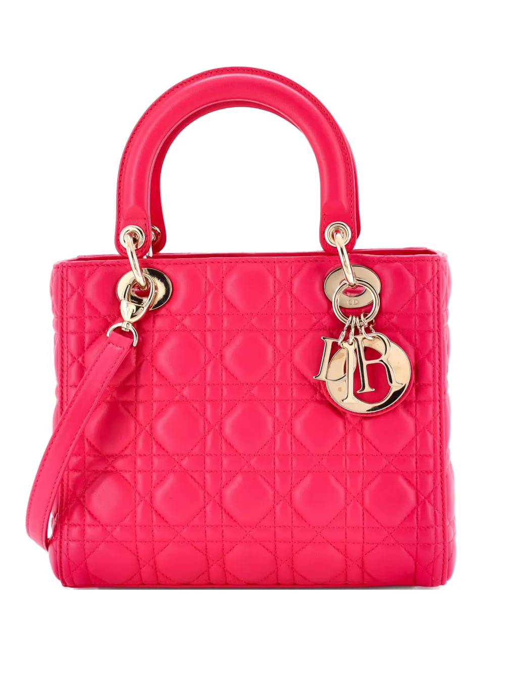 Christian Dior Pre-Owned Lady Dior Bag Cannage Quilt Lambskin Medium satchel - Rosa