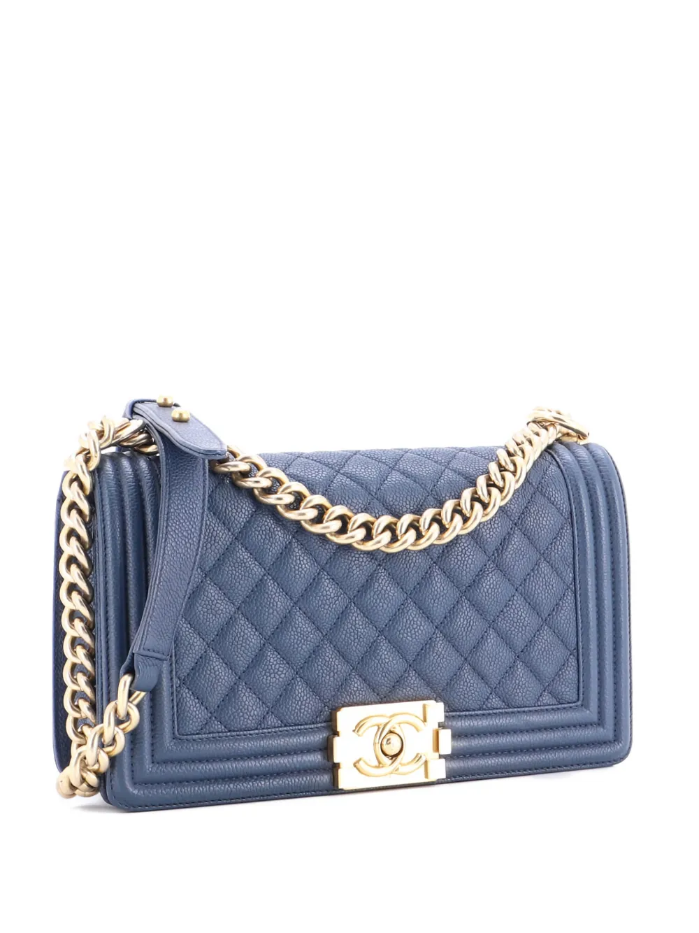 CHANEL Pre-Owned Boy Flap Bag Quilted Caviar Old Medium crossbody bag - Blu