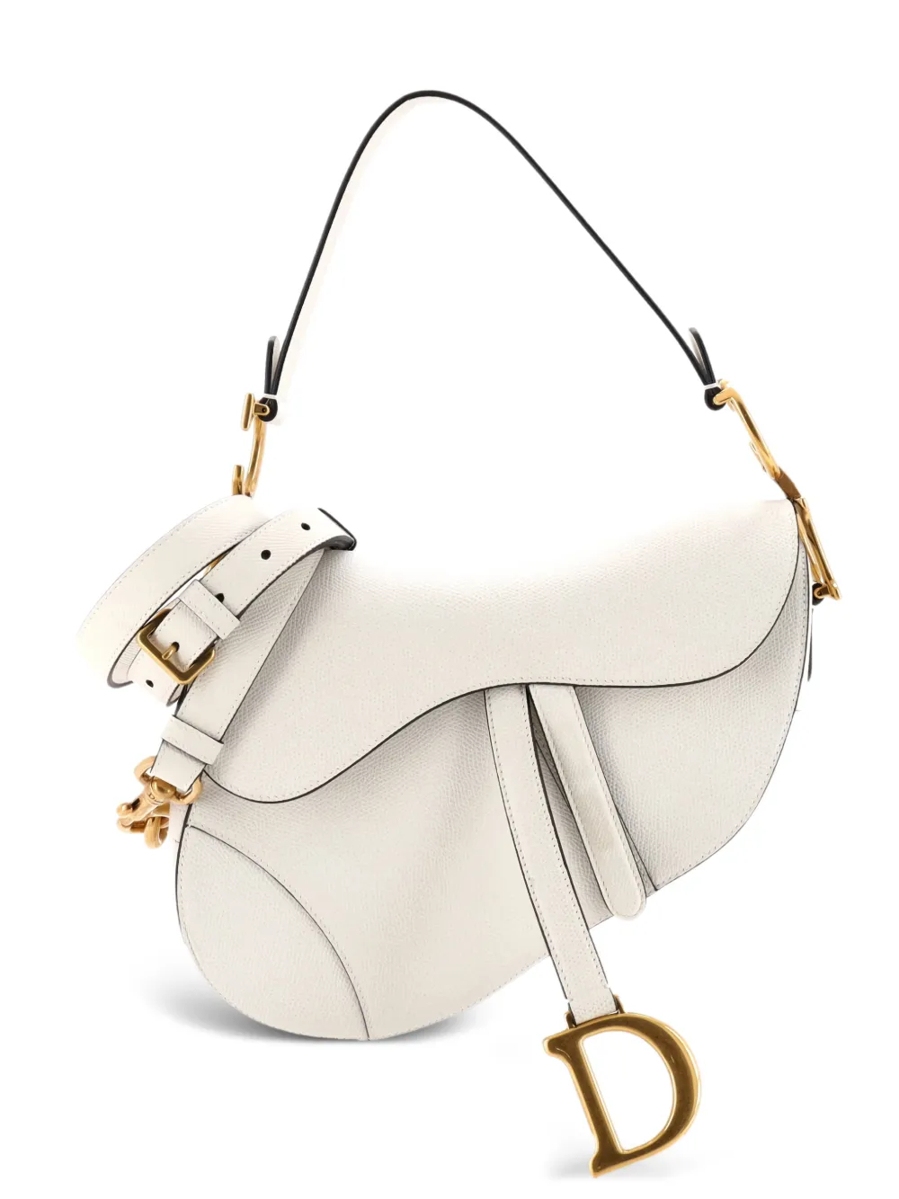 Christian Dior Pre-Owned Saddle Handbag with Strap Leather Medium shoulder bag - Bianco