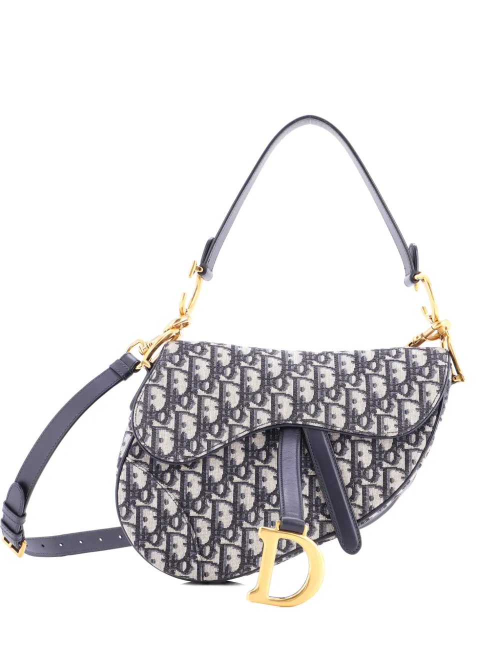 Christian Dior Pre-Owned Saddle Handbag with Strap Oblique Canvas Medium shoulder bag - Blu