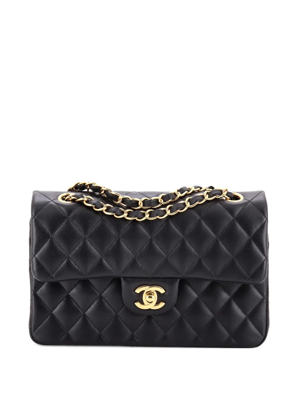 CHANEL Pre-Owned Classic Double Flap Bag Quilted Lambskin Small shoulder bag - Nero