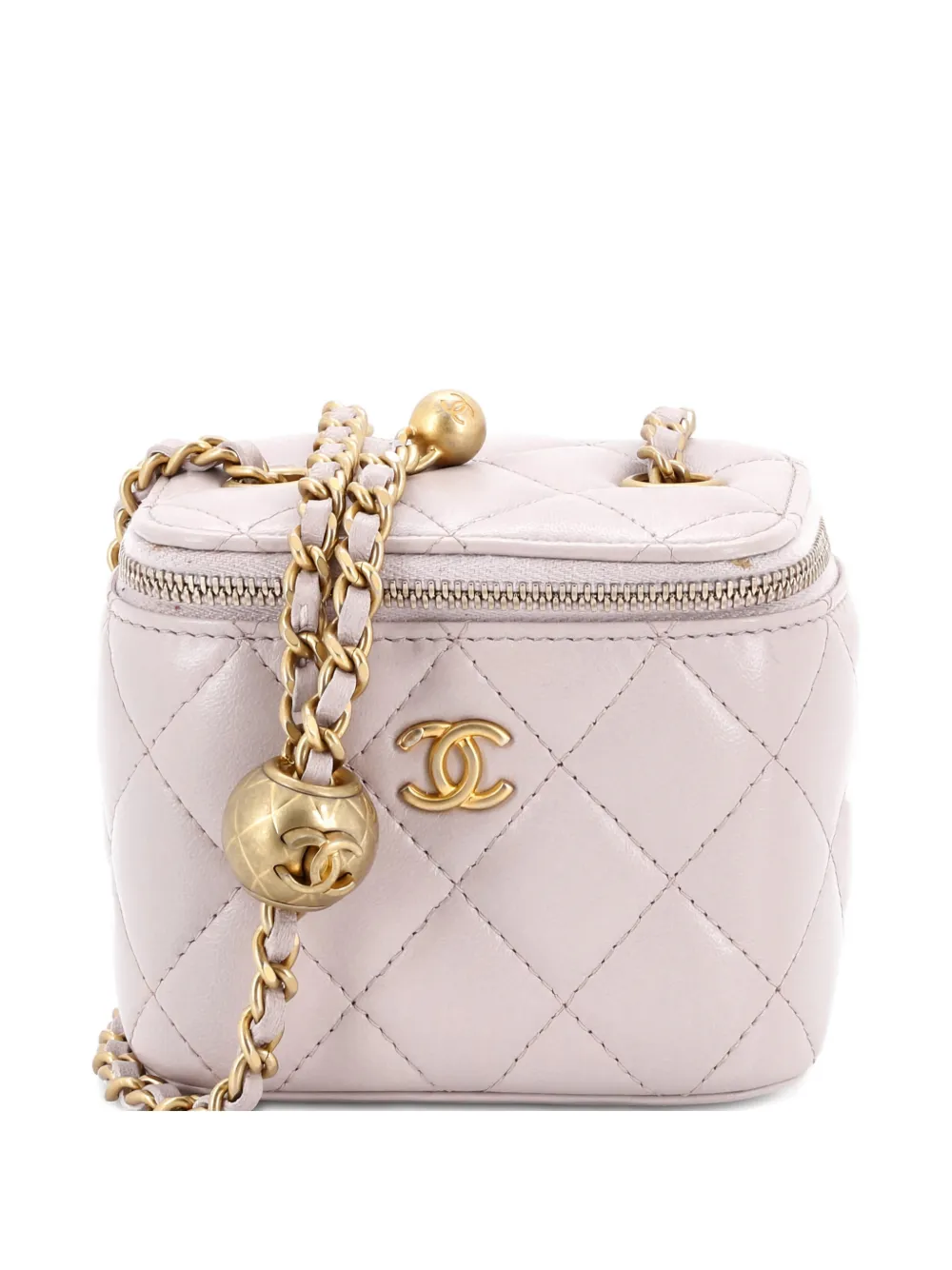 CHANEL Pre-Owned Classic Vanity Case with Chain Quilted Caviar Mini pouch | Neutrals | Image 1