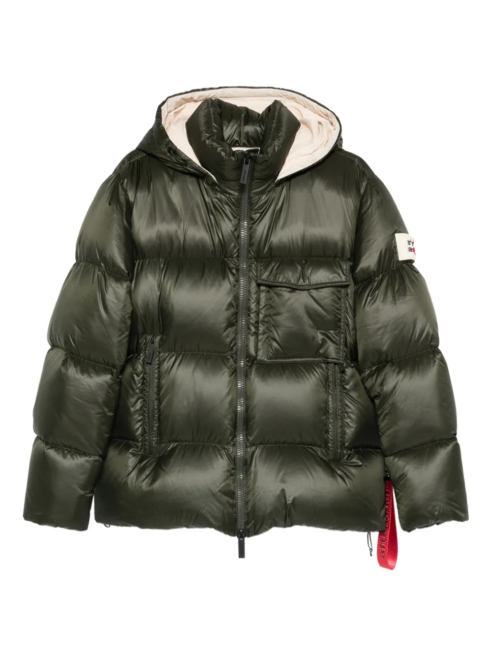AFTER LABEL logo-patch padded coat - Verde