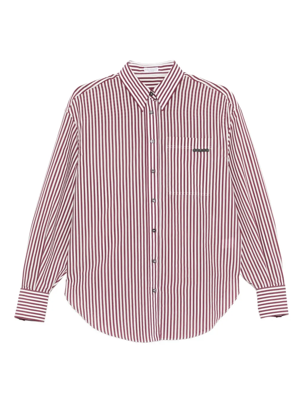 Brunello Cucinelli striped-pattern patch-pocket shirt - Weiß