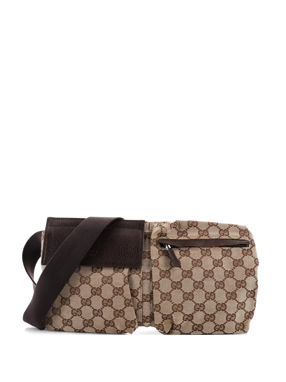 Gucci Pre-Owned Marsupio in pelle e tela GG Vintage - Marrone