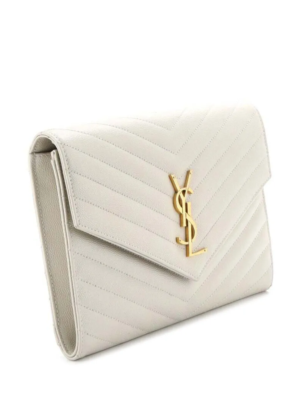 Classic Monogram Envelope Wristlet Matelasse Chevron Leather Clutch Bag