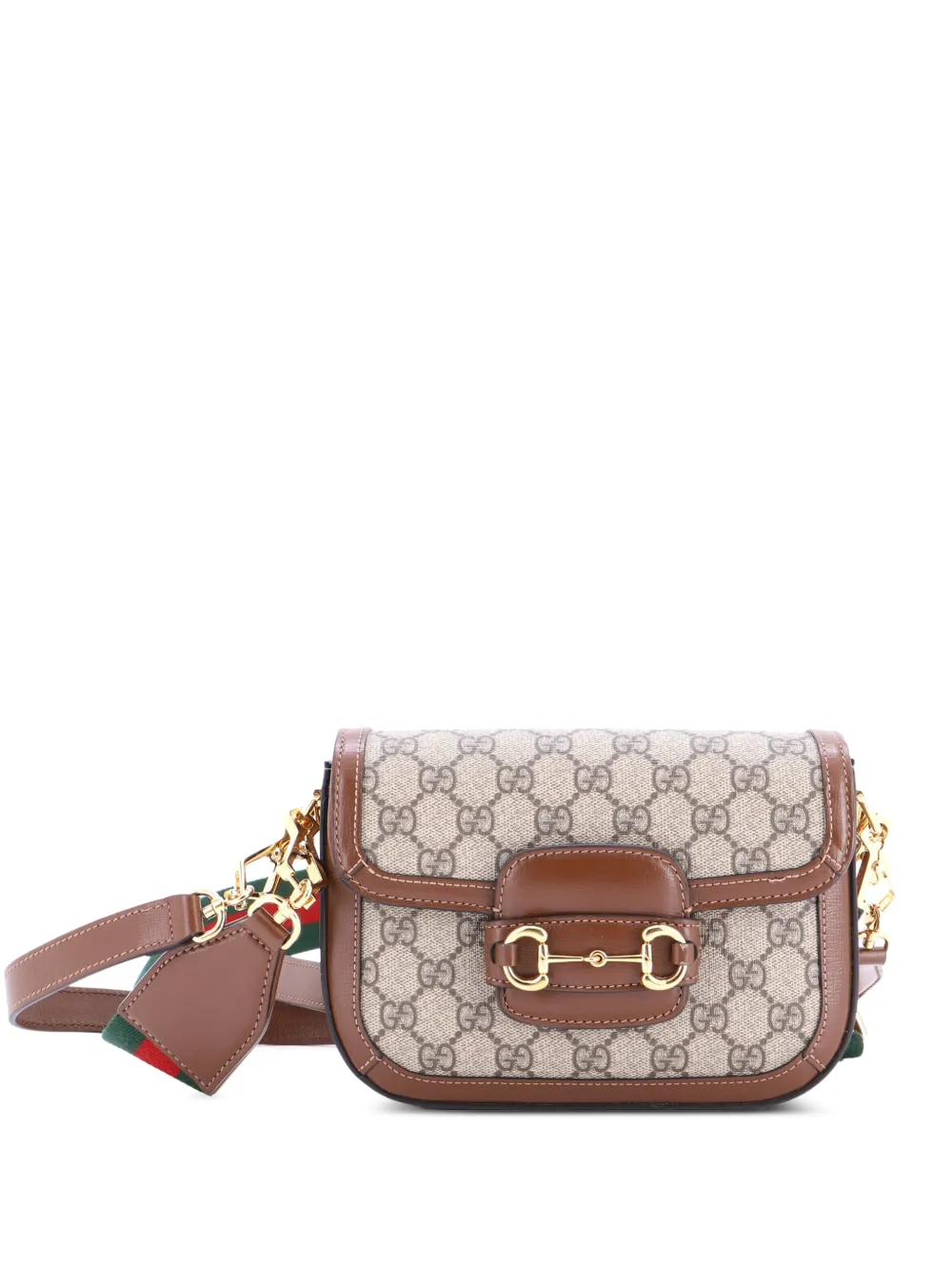 Gucci Pre-Owned Horsebit 1955 Shoulder Bag GG Coated Canvas with Leather Mini crossbody bag - Braun