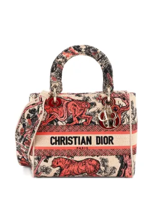Christian DIor レディースバッグ Christian Dior Pre-Owned Lady D-Lite Bag Embroidered Raffia Medium