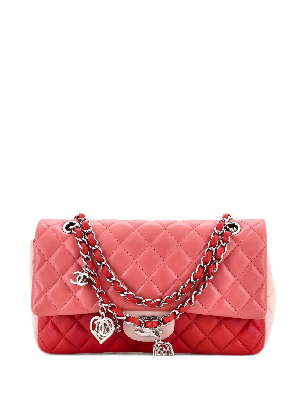 CHANEL Pre-Owned Tricolor Valentine Crystal Hearts Flap Bag Quilted Lambskin Medium shoulder bag - Multicolour
