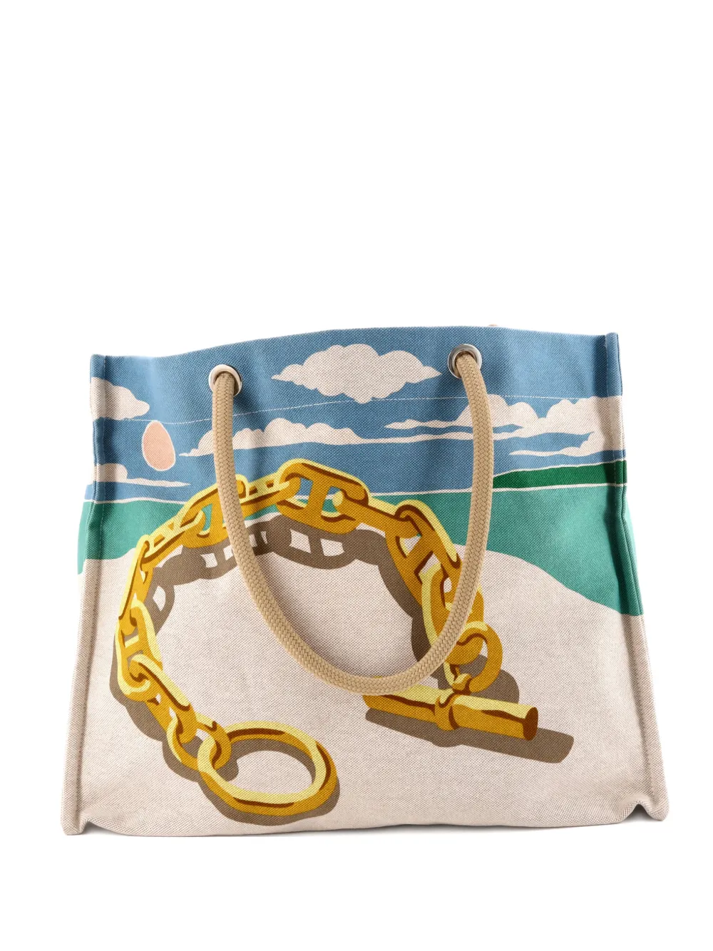 Hermès Pre-Owned La Plage Beach Printed Canvas tote bag | Neutrals | Image 1