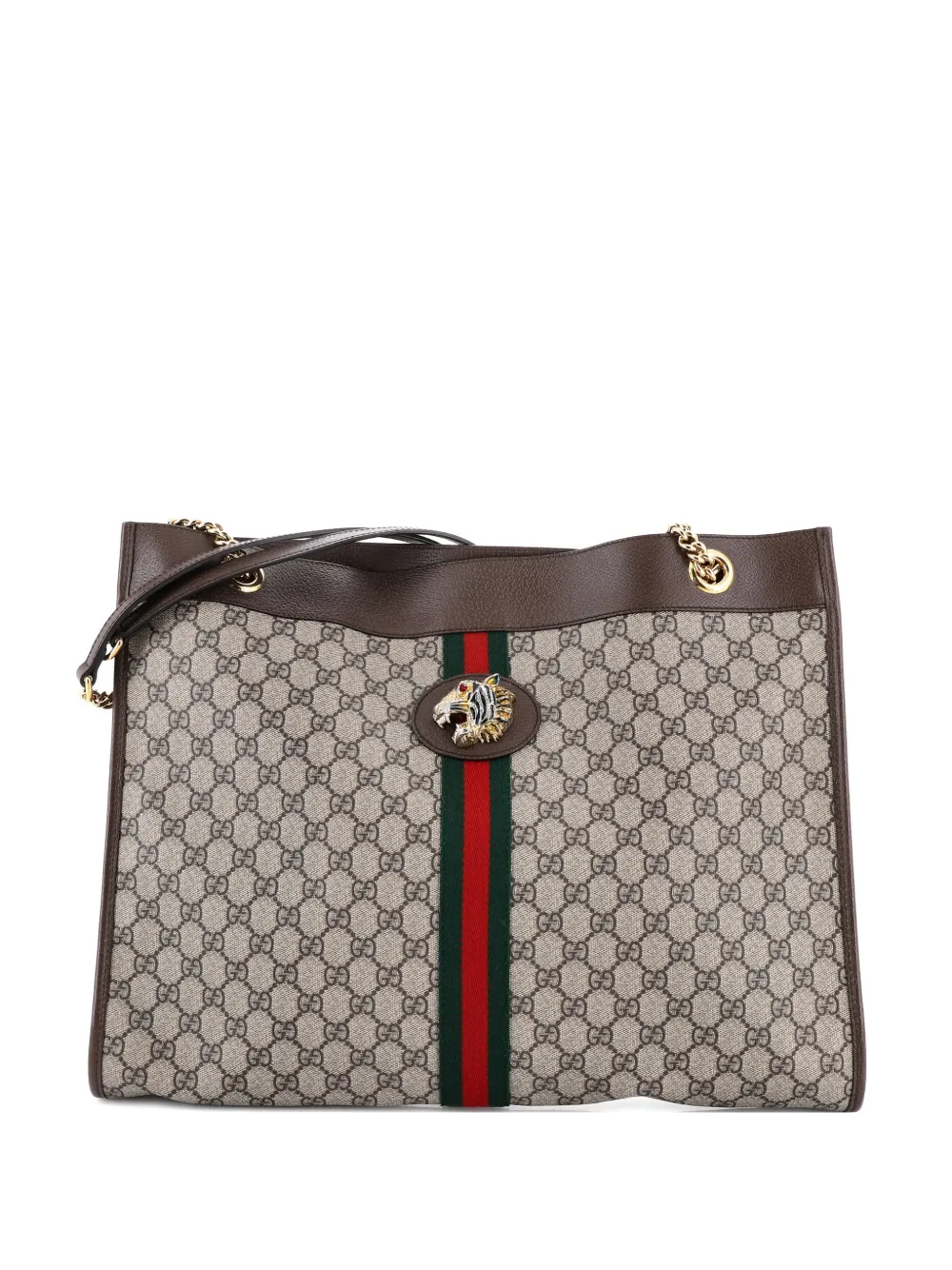 Gucci Pre-Owned Rajah Chain GG Coated Canvas Large tote bag | Brown | Image 1