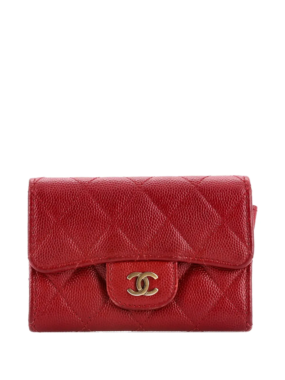 CHANEL Pre-Owned Classic Flap Case Quilted Caviar card holder - Rosso