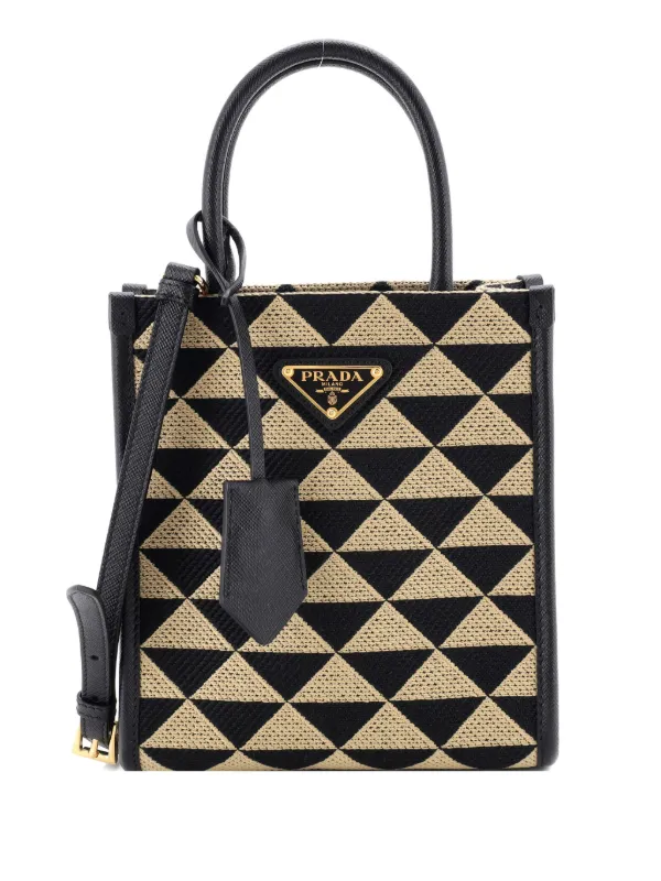 Prada Pre-owned Symbole Shopper Tote Jacquard Mini Crossbody Bag in Black