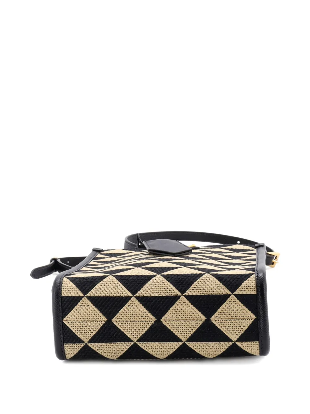 Prada Pre-owned Symbole Shopper Tote Jacquard Mini Crossbody Bag in Black, view 4