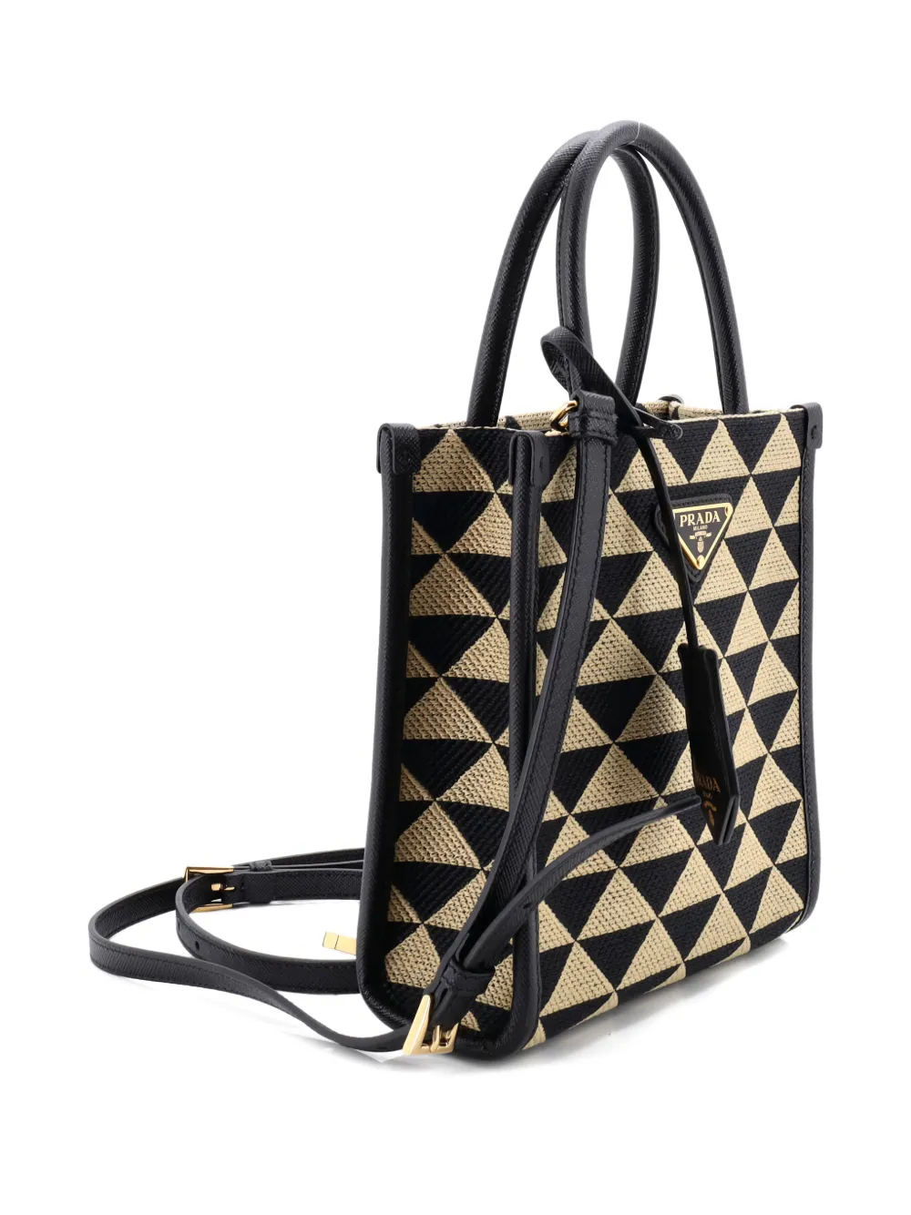 Prada Pre-owned Symbole Shopper Tote Jacquard Mini Crossbody Bag in Black, view 3