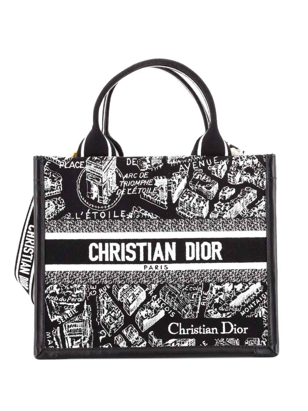 Christian Dior Pre-Owned Book with Strap Embroidered Canvas Small tote bag | Black | Image 1