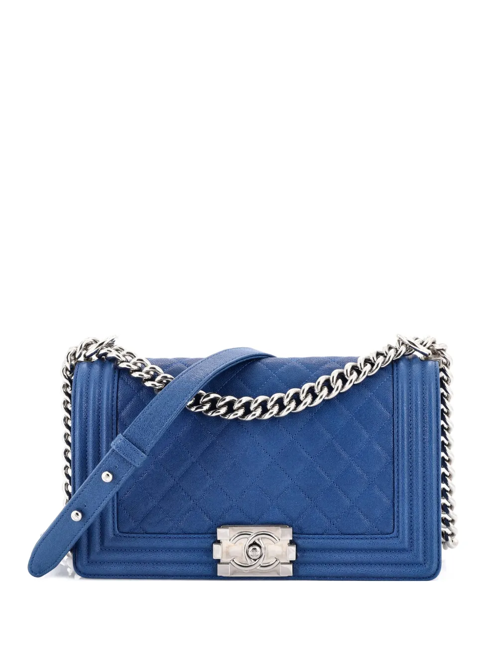 CHANEL Pre-Owned Boy Flap Bag Quilted Caviar Old Medium crossbody bag - Blu