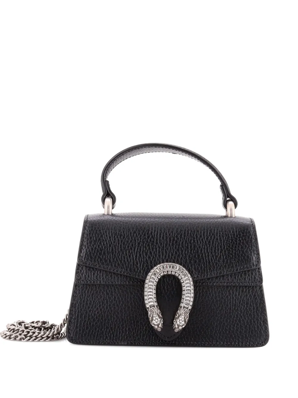 Gucci Pre-Owned Dionysus Top Handle Bag Leather with Crystals Mini satchel - Nero