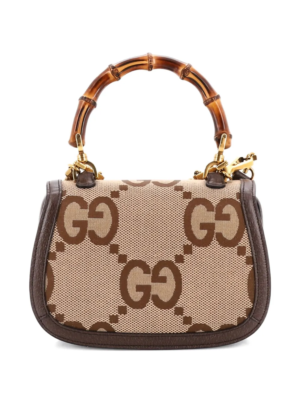  Gucci Pre-owned Bamboo 1947 Top Handle Bag Jumbo Gg Canvas Small Satchel - Marrón 