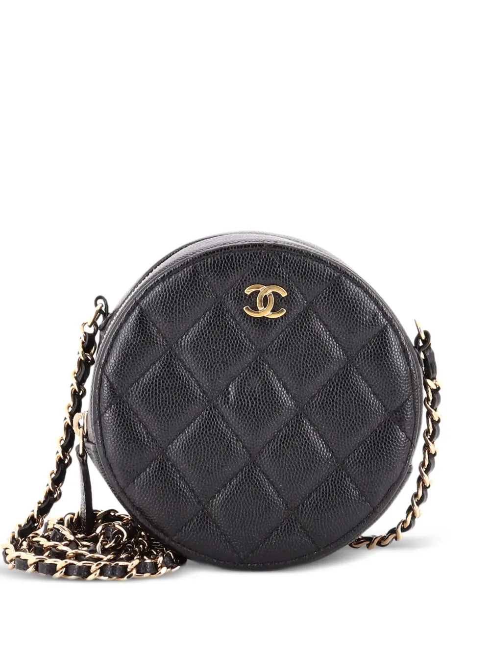 CHANEL Pre-Owned Round Clutch with Chain Quilted Caviar Mini crossbody bag - Nero