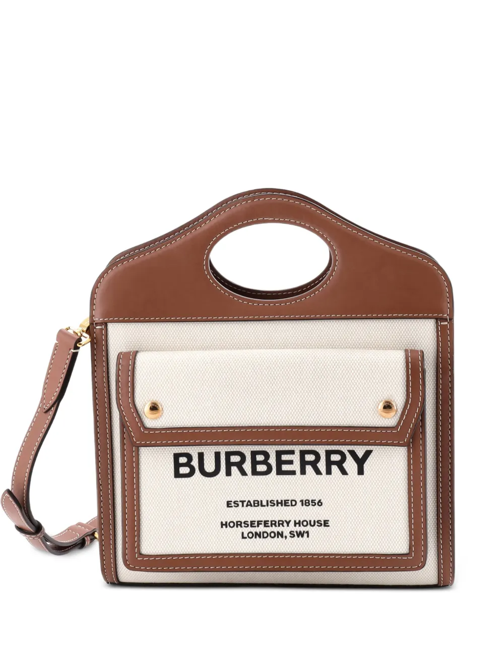 Burberry Pre-Owned Logo Pocket Tote Canvas with Leather Mini crossbody bag - Marrone