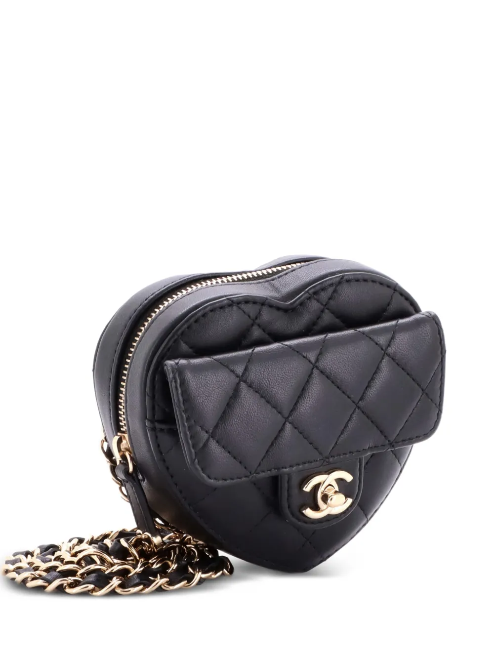 CHANEL Pre-Owned CC in Love Heart Quilted Lambskin belt bag - Nero