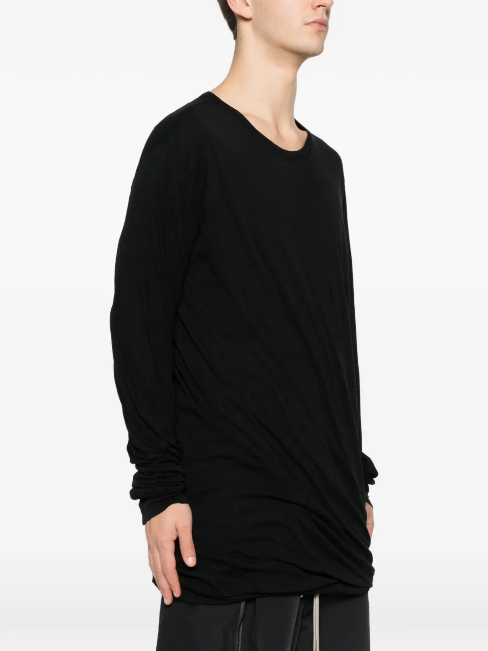 Rick Owens Jumbo Double T-shirt met lange mouwen Zwart