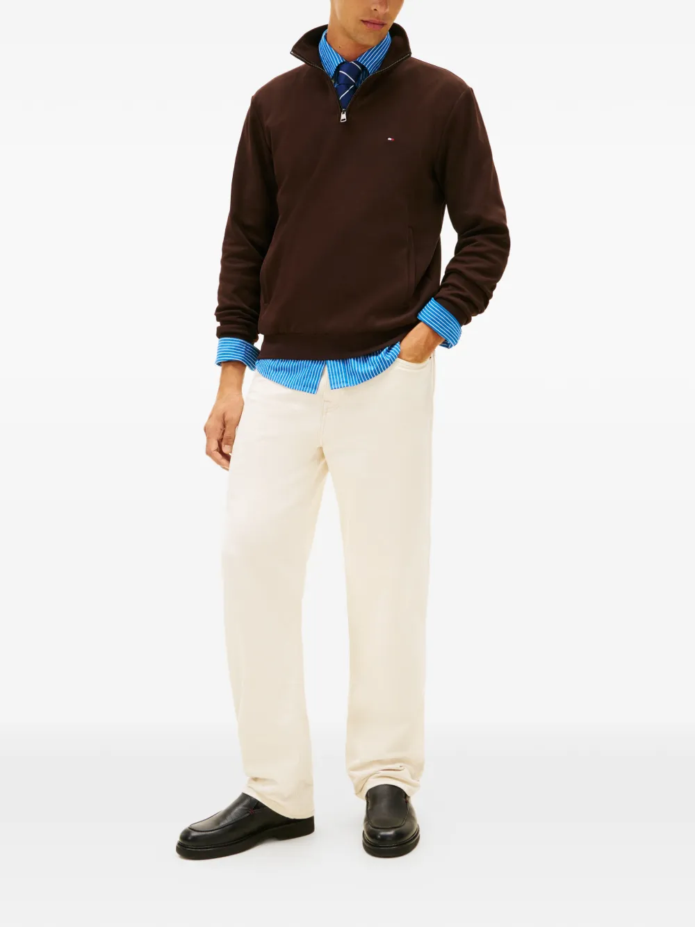 Tommy Hilfiger zip-up high-neck sweater - Bruin