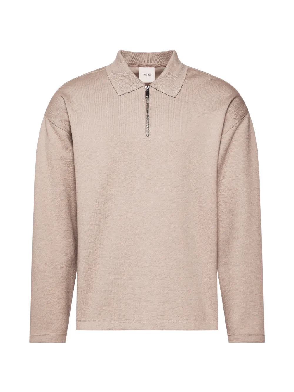 Calvin Klein zip-up long-sleeved polo shirt - Nude