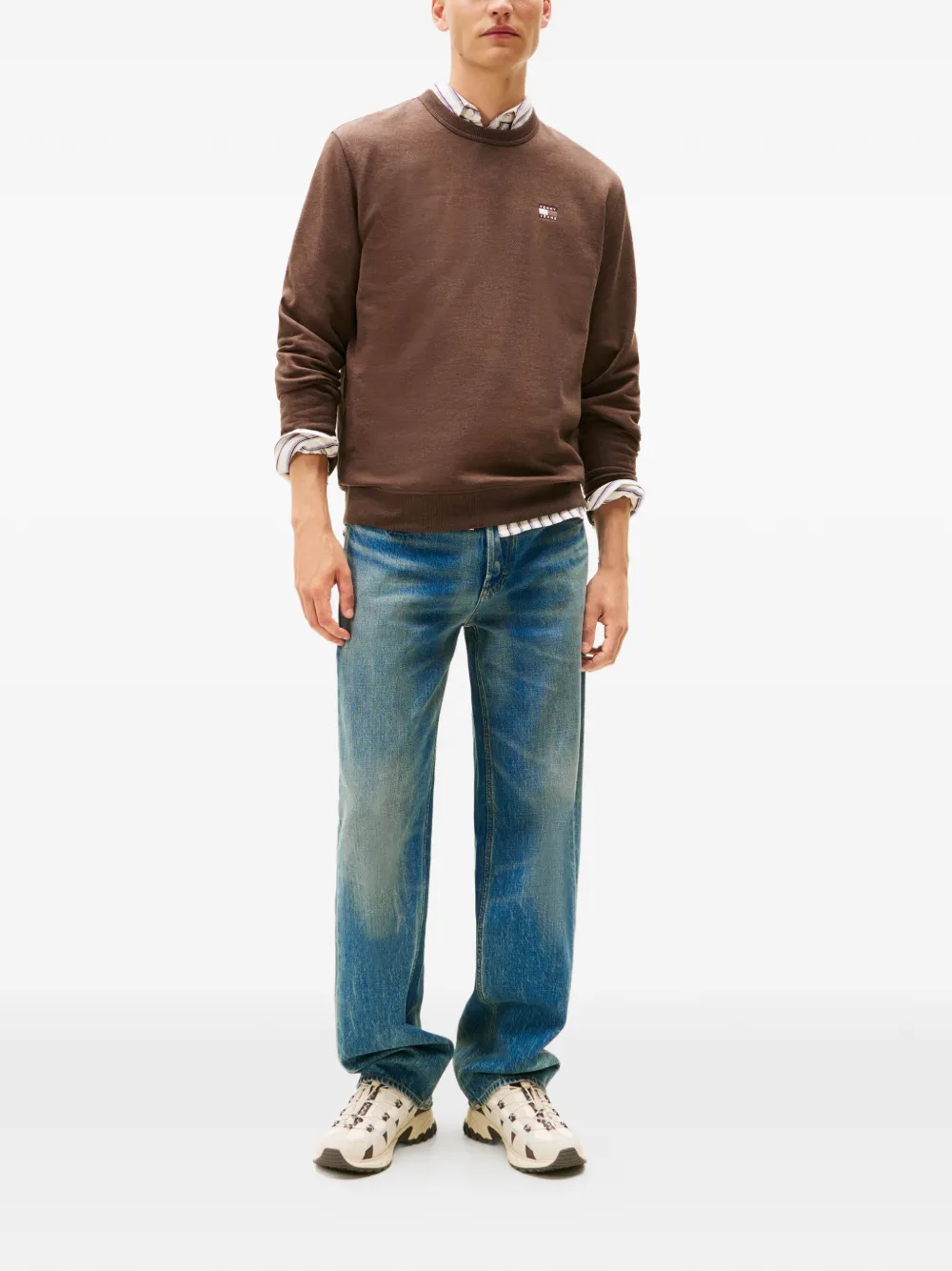 Tommy Jeans Sweater met logo Bruin