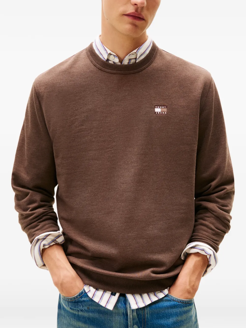 Tommy Jeans Sweater met logo Bruin