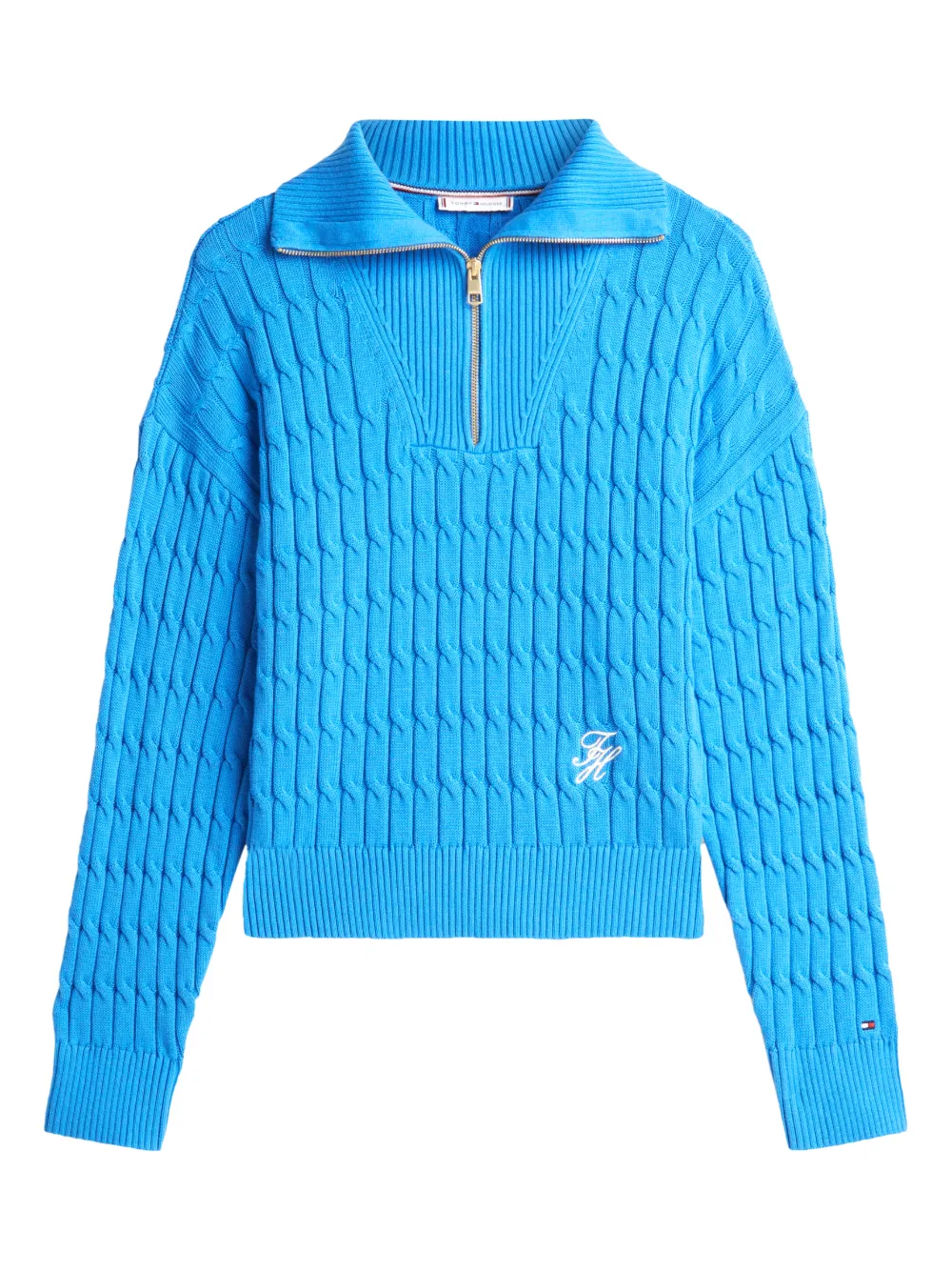 Tommy Hilfiger zip cable-knit sweater - Blu