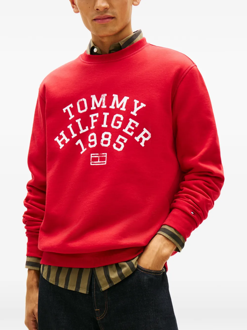 Tommy Hilfiger Moletom Com Estampa De Logo | Vermelho | FARFETCH BR