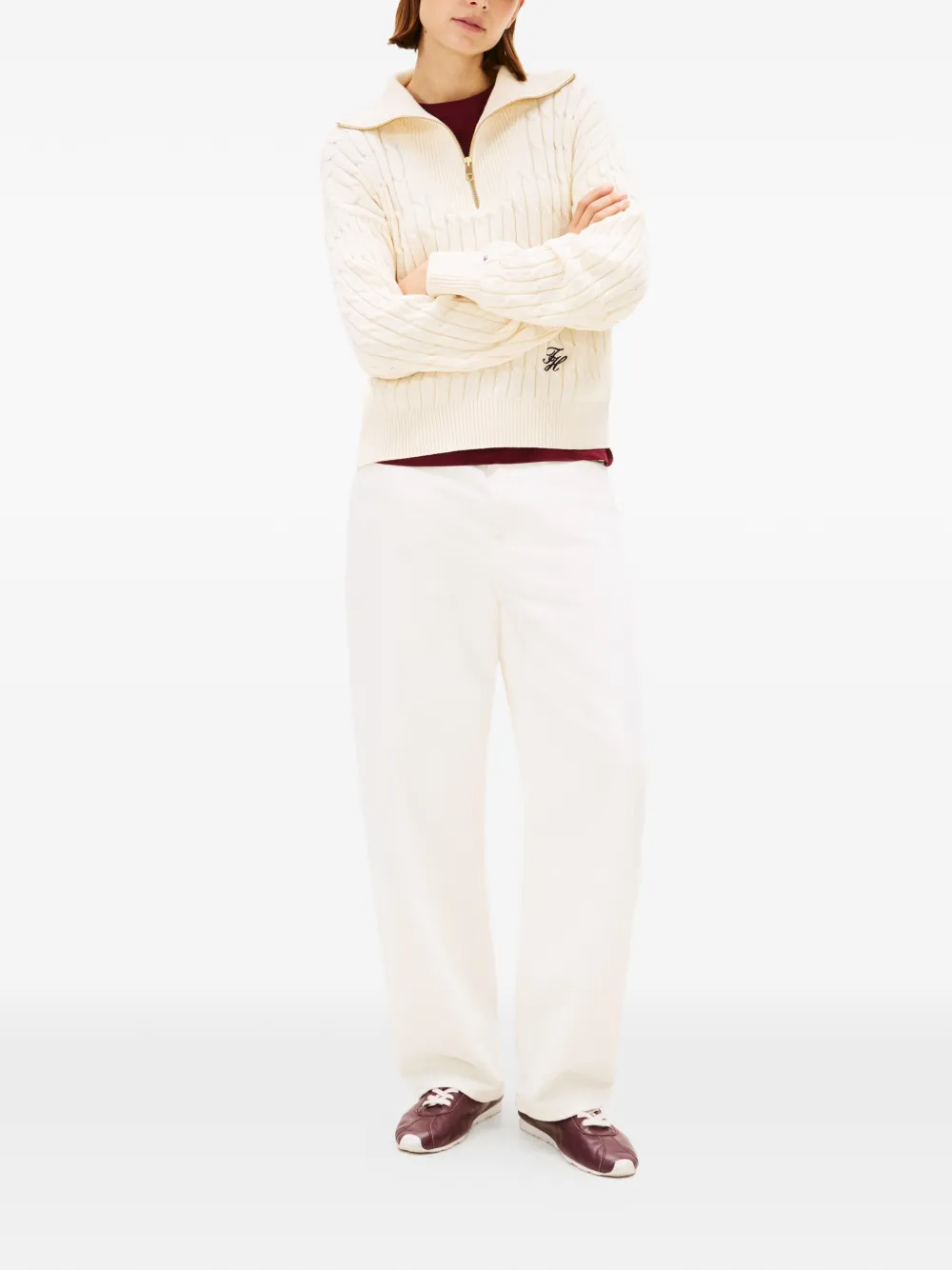  Tommy Hilfiger Cable-knit Zip-up Sweater - Neutrals 