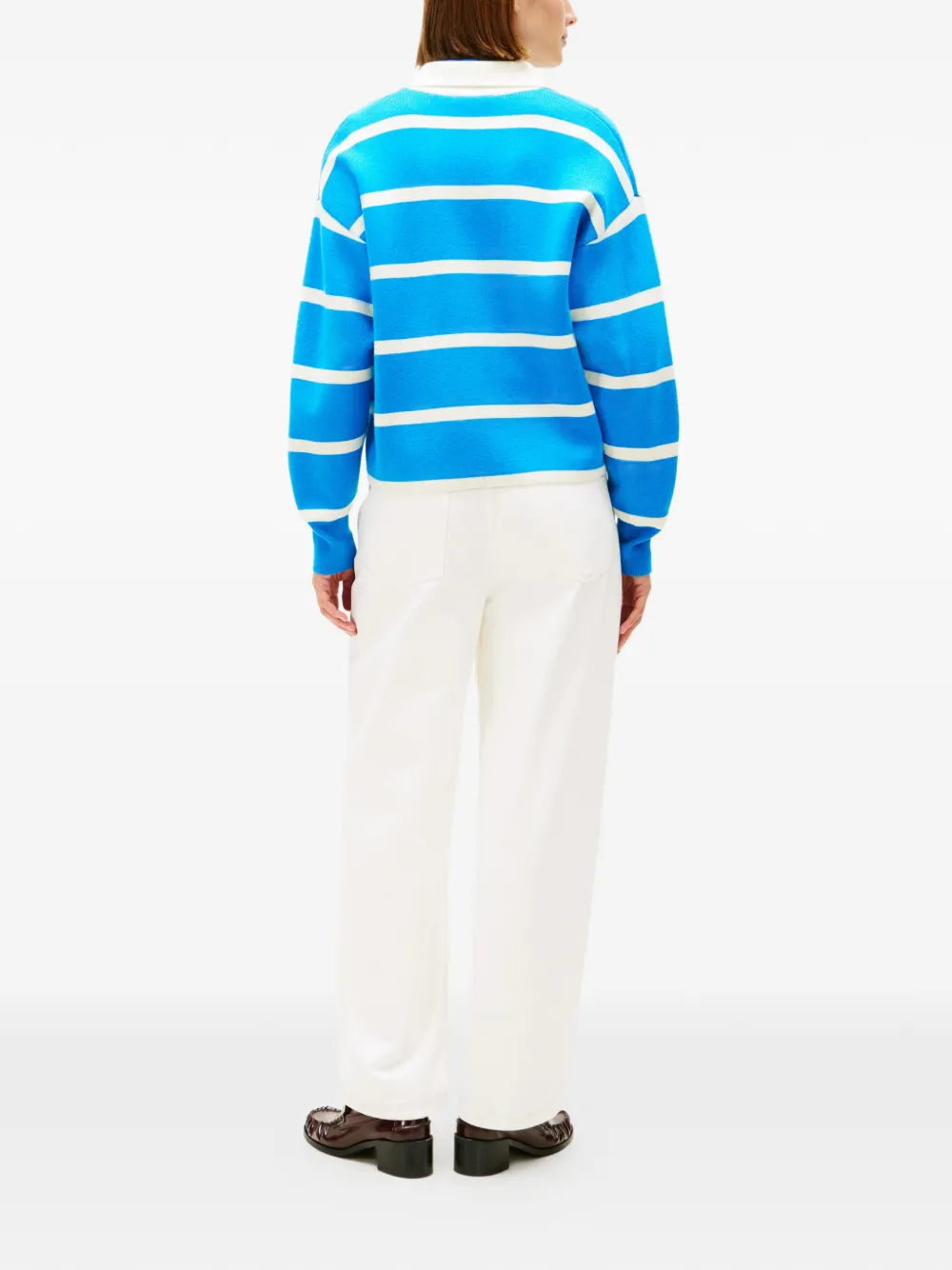  Tommy Hilfiger Striped Collared Cardigan - Blue 
