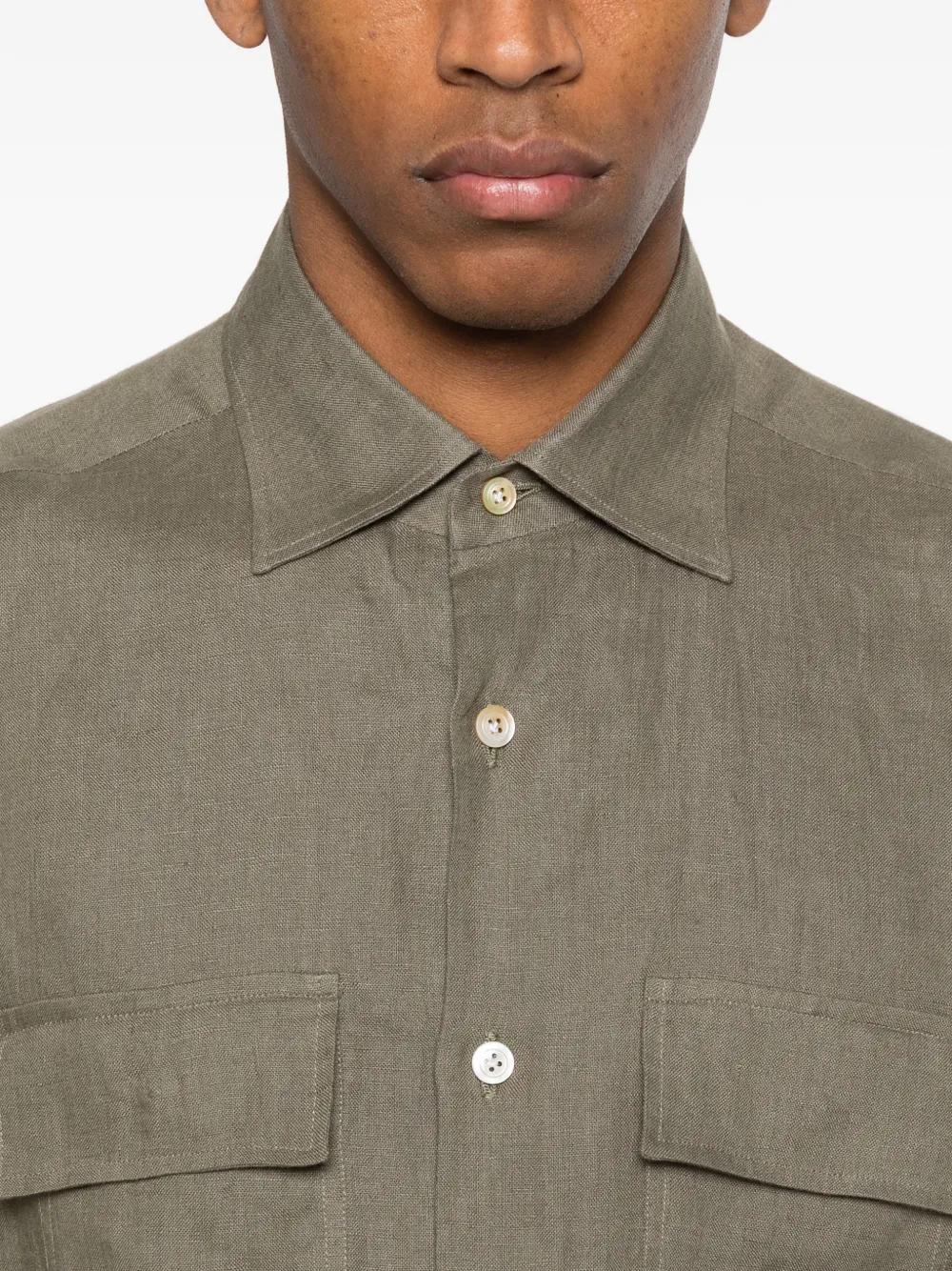 Kiton Overhemd met zak Groen