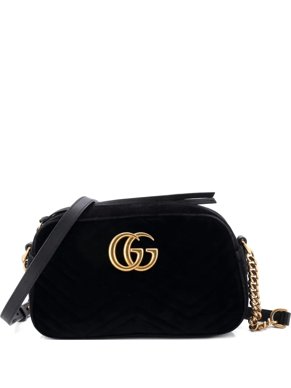 Gucci Pre-Owned GG Marmont Shoulder Bag Matelasse Velvet Small crossbody bag - Nero