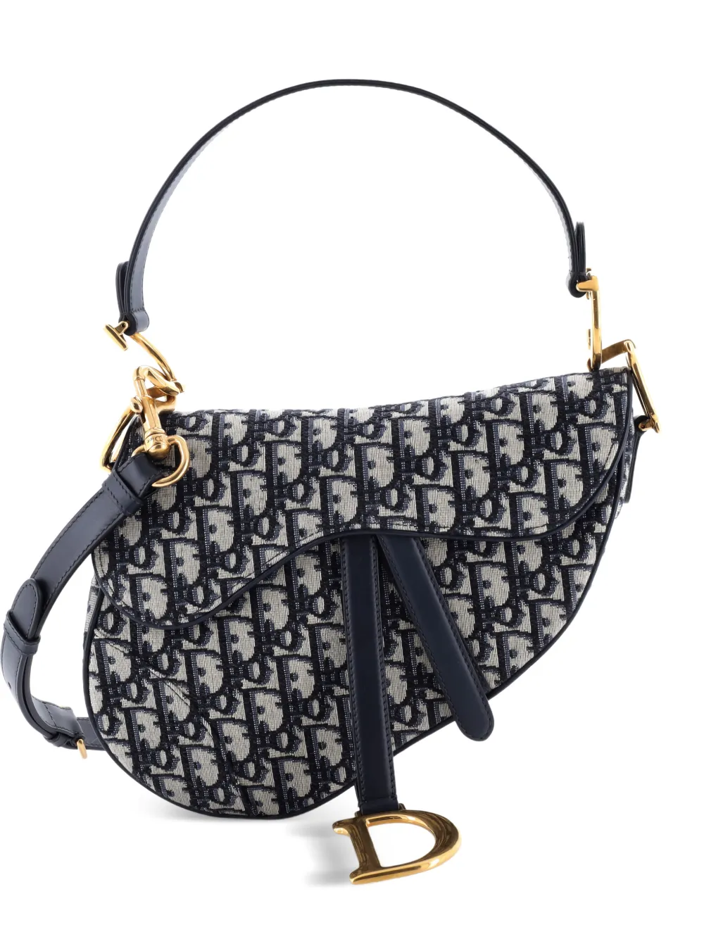 Christian Dior Pre-Owned Saddle Handbag with Strap Oblique Canvas Medium shoulder bag - Blu