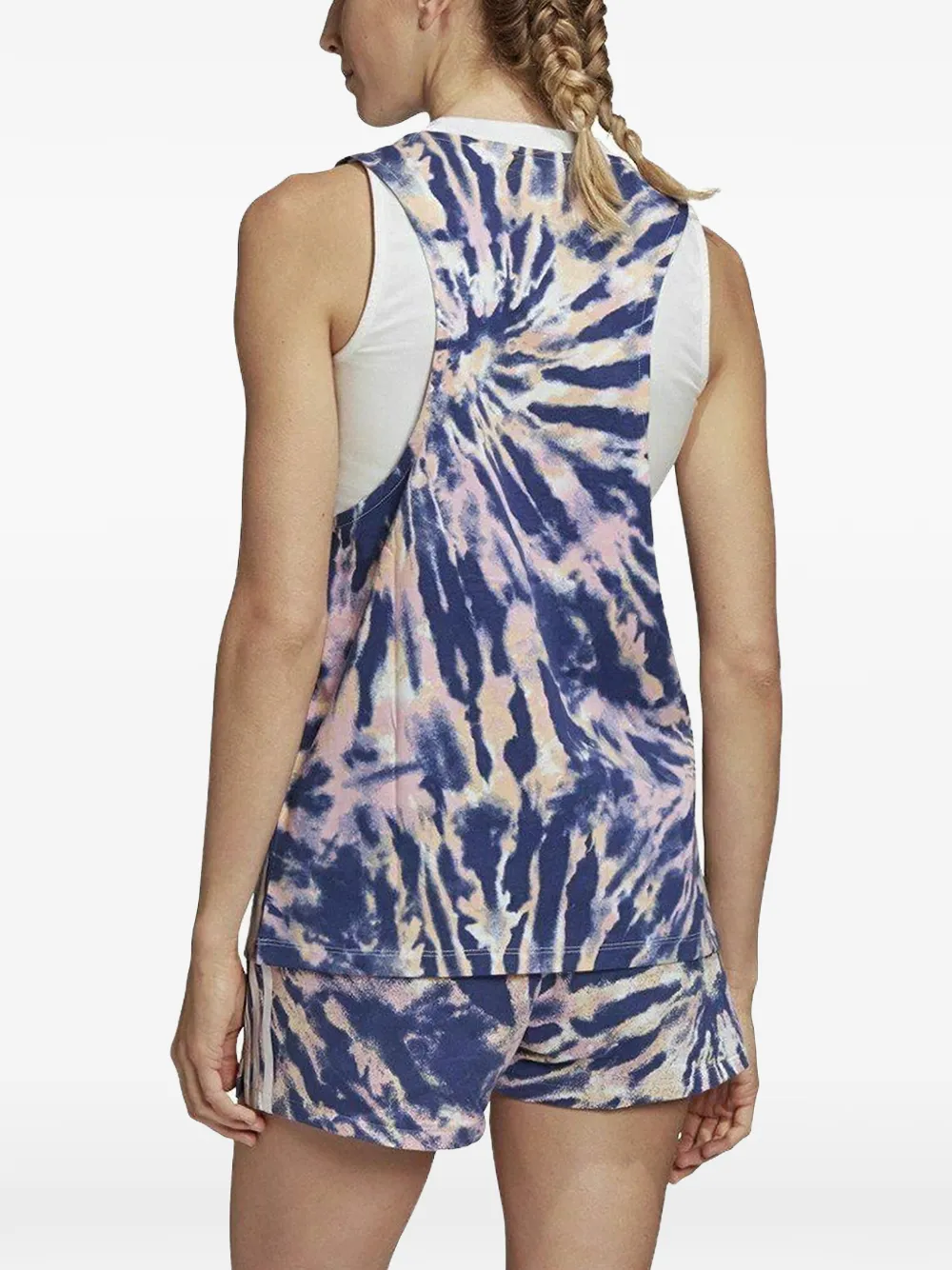 adidas Tanktop met tie-dye print Blauw