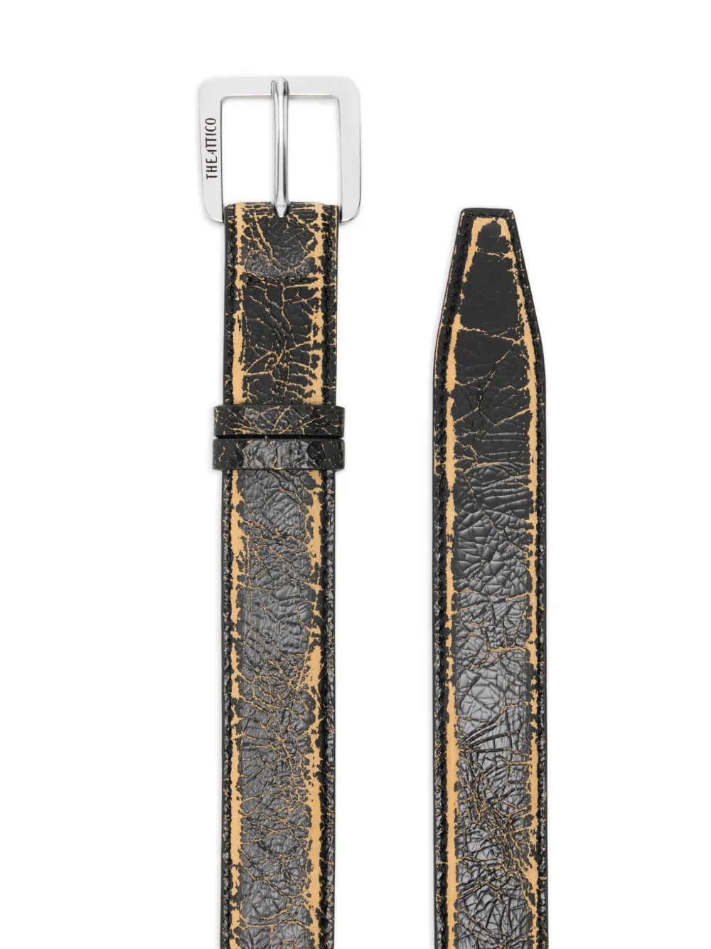The Attico crackled buckle leather belt - Zwart