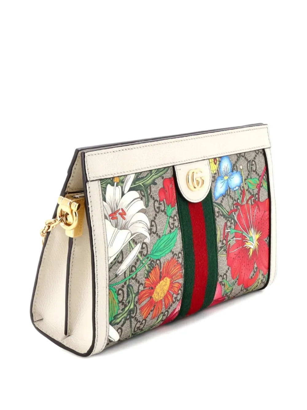 Ophidia Chain Shoulder Bag Flora Gg Coated Canvas Small Crossbody Bag