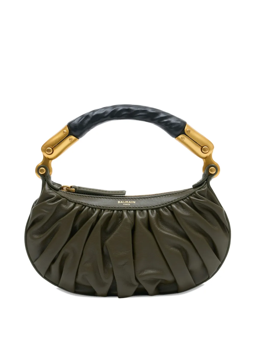 Balmain Mini Ebene Tote Bag In Green
