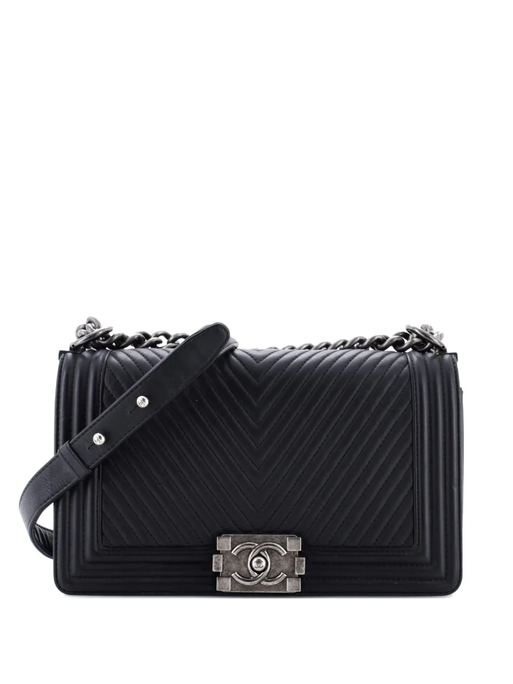 CHANEL Pre-Owned Boy Flap Bag Chevron Wrinkled Lambskin Old Medium shoulder bag - Nero