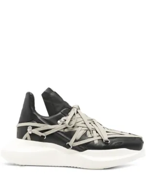 Rick Owens Megalace Geth Runner lace-up Sneakers | Black | FARFETCH RO Rick Owens Megalace Geth Runner lace-up Sneakers | Black | FARFETCH RO