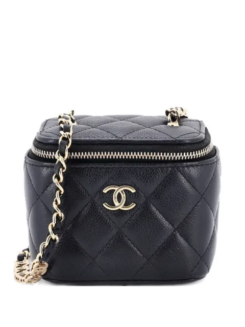 CHANEL Pre-Owned bolsa de mano Tiny CC Link Vanity Case with Chain Quilted Caviar Mini