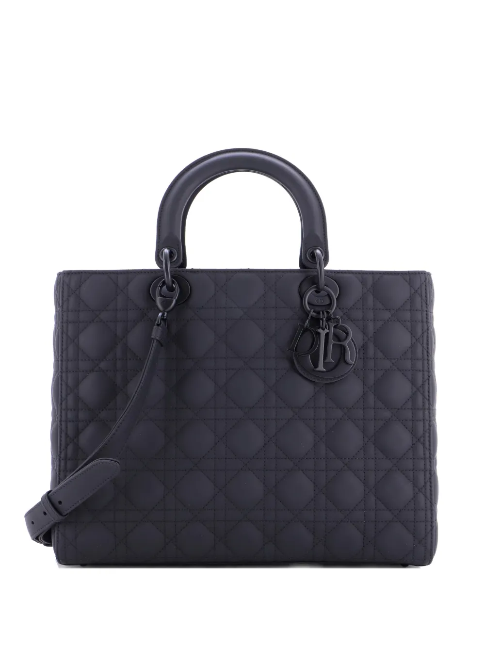 Christian Dior Pre-Owned Ultra Matte Lady Dior Bag Cannage Quilt Calfskin Large satchel - Nero