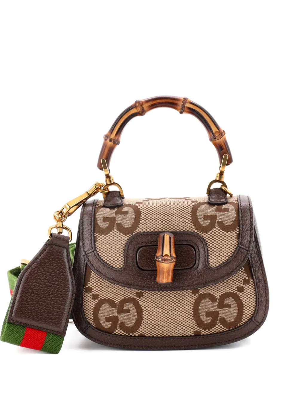 Gucci Pre-Owned Borsa a tracolla Bamboo 1947 mini in tela Jumbo GG - Marrone