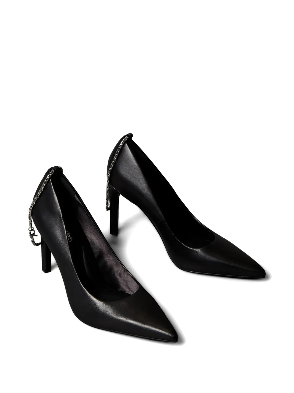 Calvin Klein Pumps met ketting en puntige neus Zwart