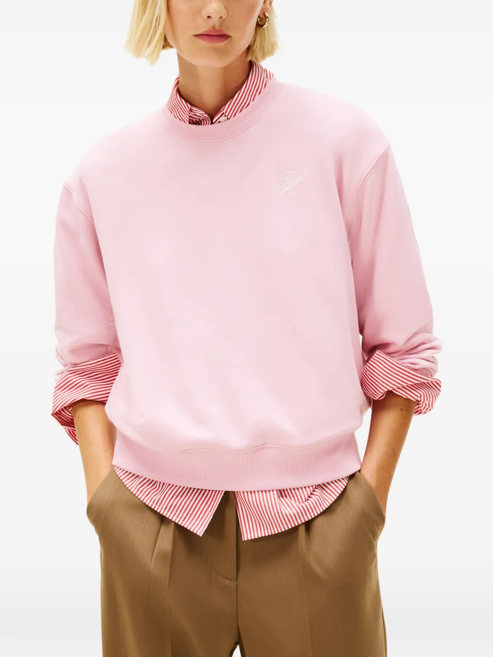 Tommy Hilfiger Sweater met geborduurd logo Roze