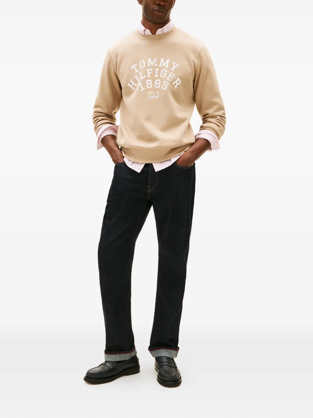 Tommy Hilfiger logo-lettering crew-neck sweatshirt - Beige